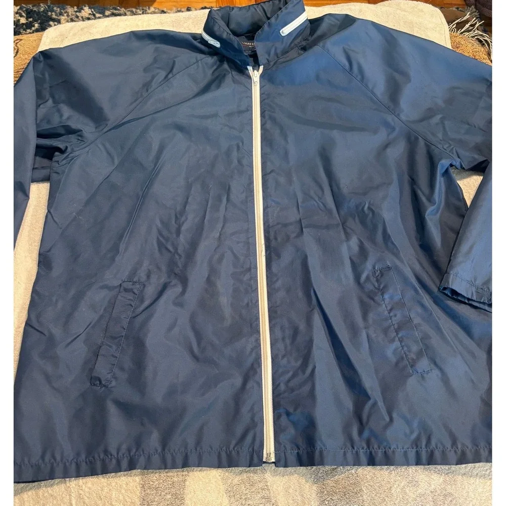 Van Heusen Mens XL Navy Blue Nylon Full‎ Zip Windbreaker Jacket Lightweight XL